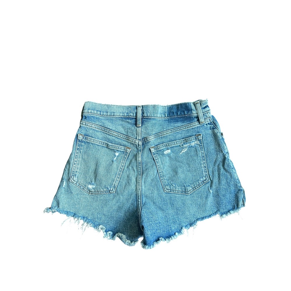 Abercrombie & Fitch Curve Love High Rise Cutoff Shorts Medium Wash Blue 27 4 - Picture 5 of 5